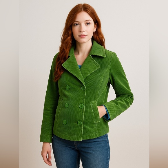 GAP Maternity Green Corduroy Double-Breasted Peacoat Jacket XS - Picture 1 of 10